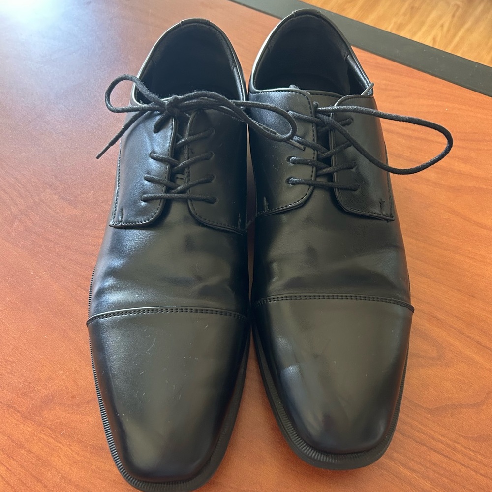Men's Van Heusen Black Cap-Toe Lace-Up Memory Foam Dress Shoes